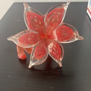 Elegant Red Glass Flower Sculpture